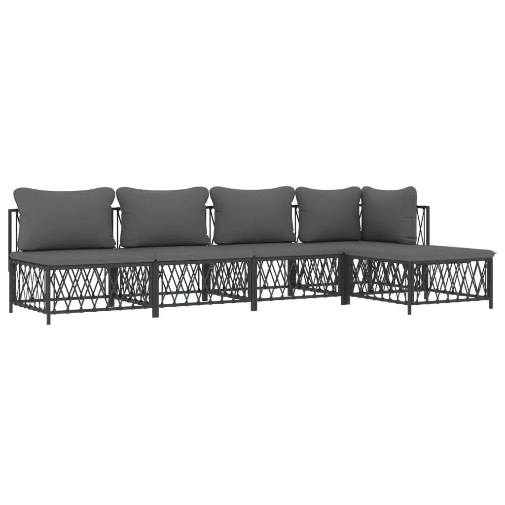 Garden Lounge Set Anthracite 5 Piece Modular Sofa with Cushions