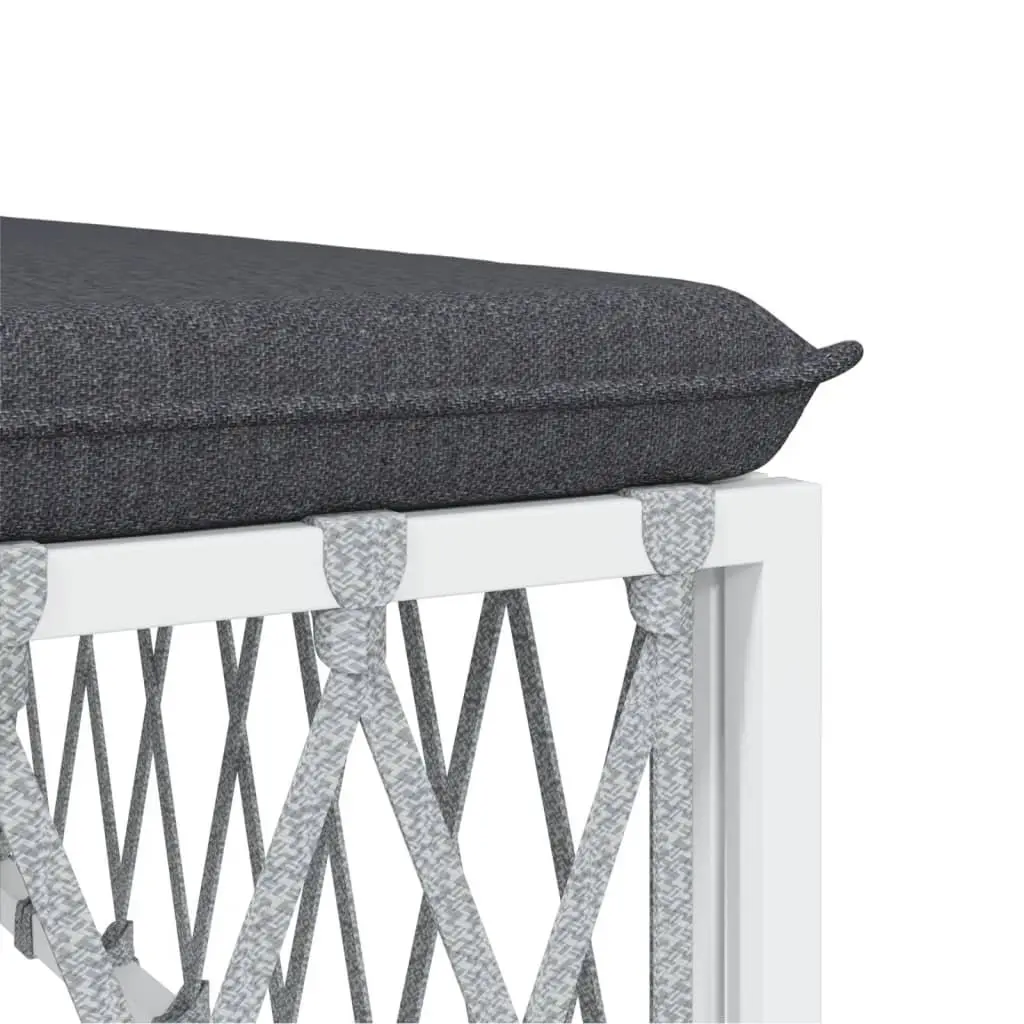 Garden Lounge Set White 6 Piece Modular Sofa Steel Frame Woven Fabric