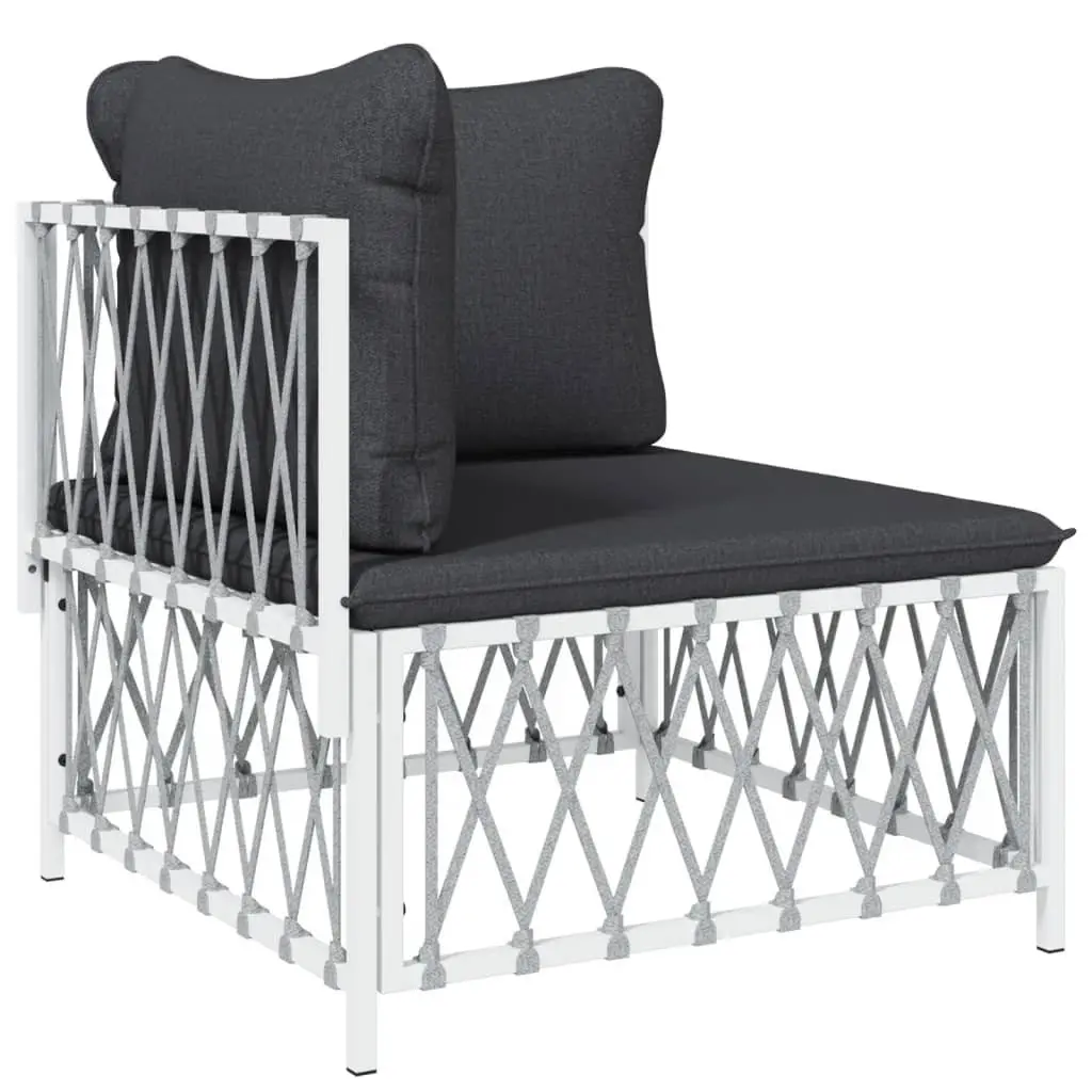 Garden Lounge Set White 4 Piece Outdoor Furniture Steel Frame Cushions Sofa