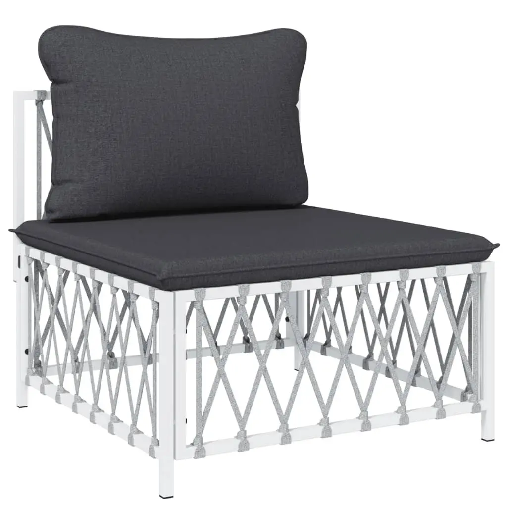 Garden Lounge Set White 4 Piece Outdoor Furniture Steel Frame Cushions Sofa