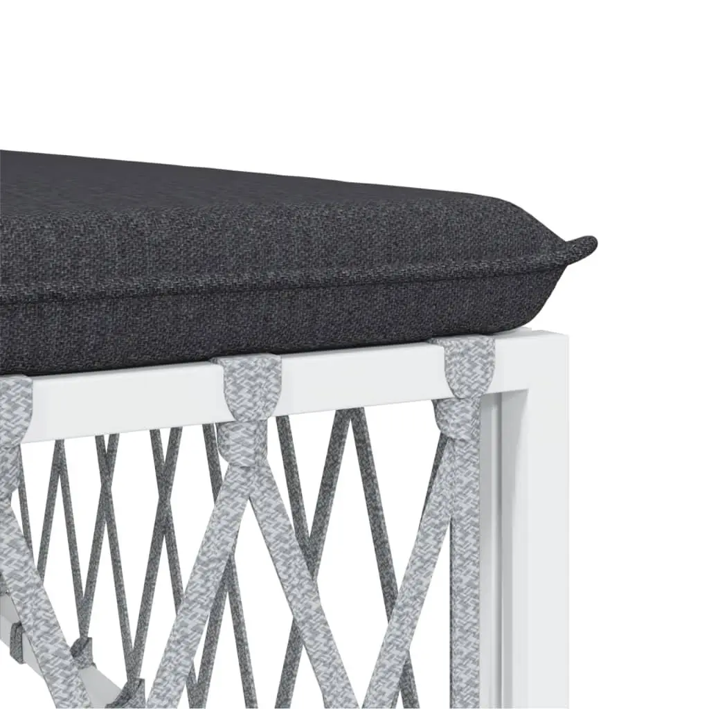 Garden Lounge Set White 4 Piece Outdoor Furniture Steel Frame Cushions Sofa