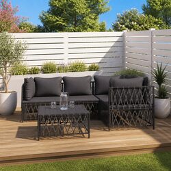 5 Piece Garden Lounge Set Anthracite Outdoor Furniture Sofa with Cushions