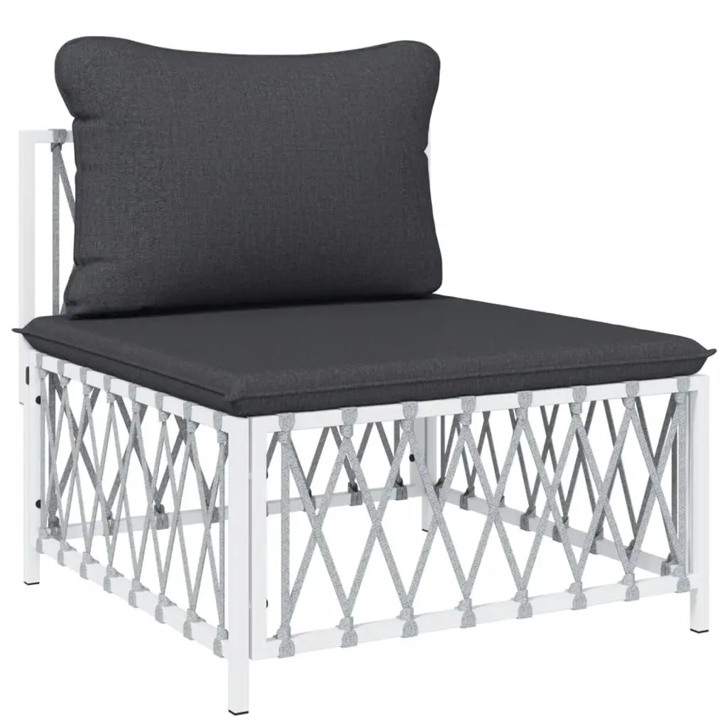 Garden Lounge Set 5 Piece Outdoor Furniture White Steel Frame Cushions Modular