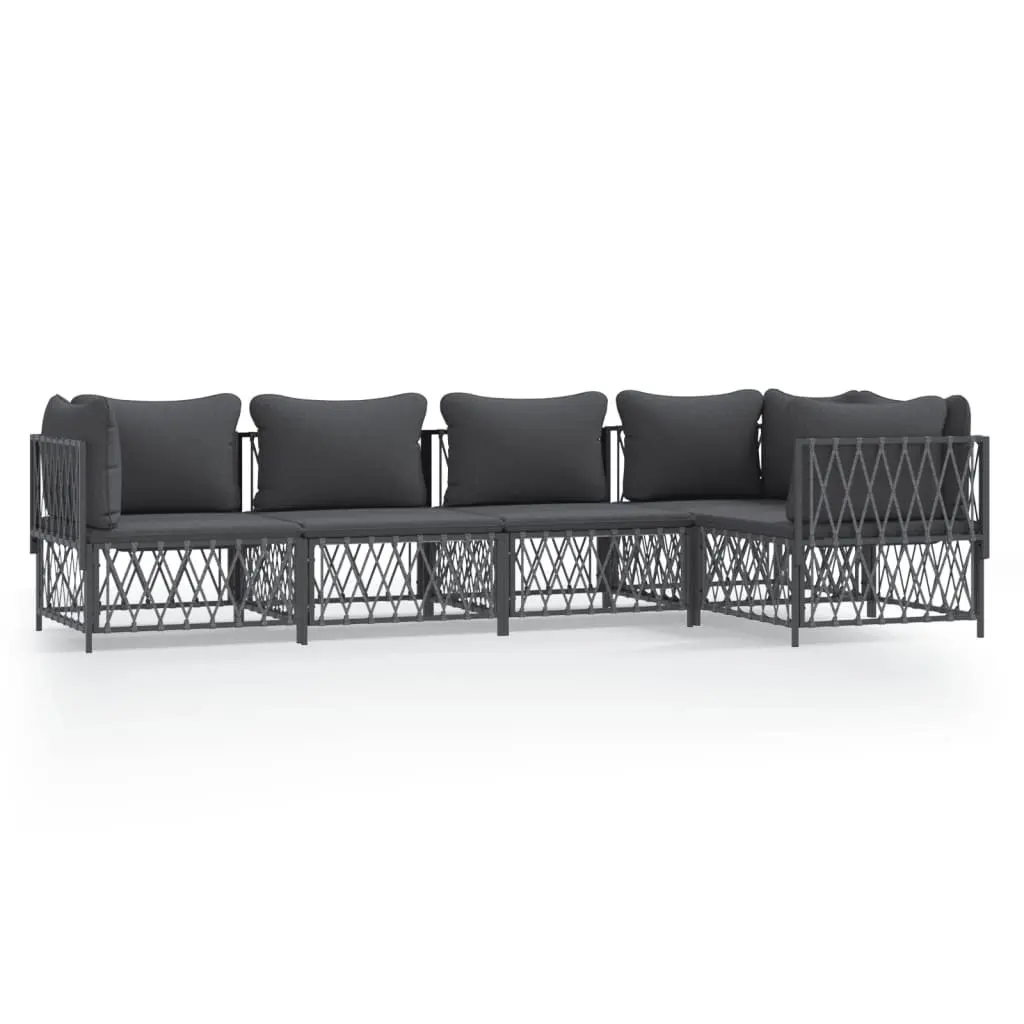 Garden Lounge Set Anthracite 5 Piece Powder-coated Steel Frame with Cushions