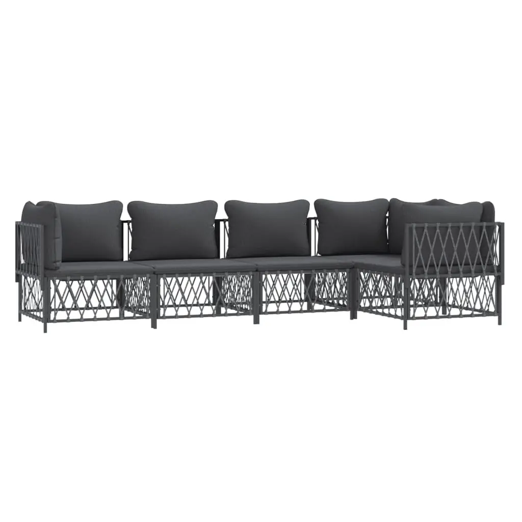 Garden Lounge Set Anthracite 5 Piece Powder-coated Steel Frame with Cushions