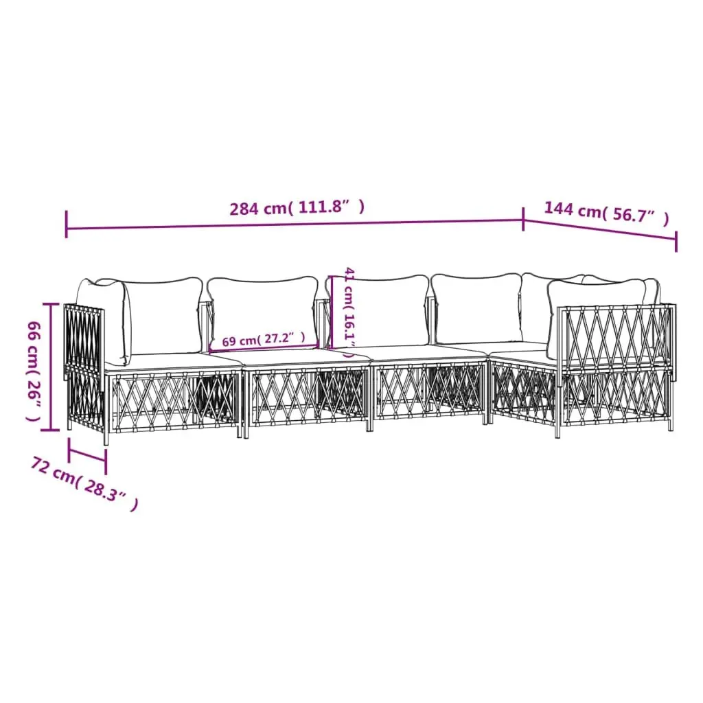Garden Lounge Set Anthracite 5 Piece Powder-coated Steel Frame with Cushions