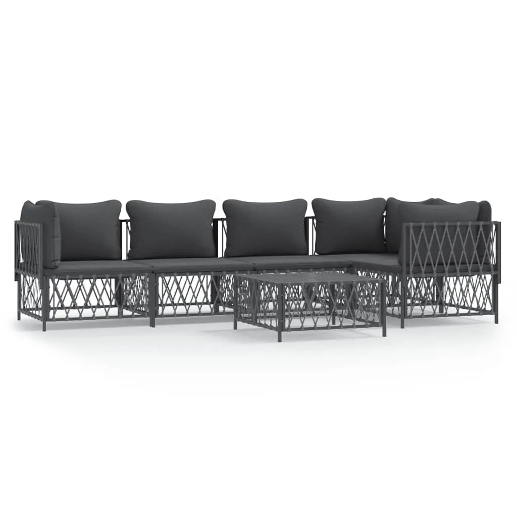 Garden Lounge Set 6 Piece Outdoor Furniture Modular Sofa Anthracite Steel Frame