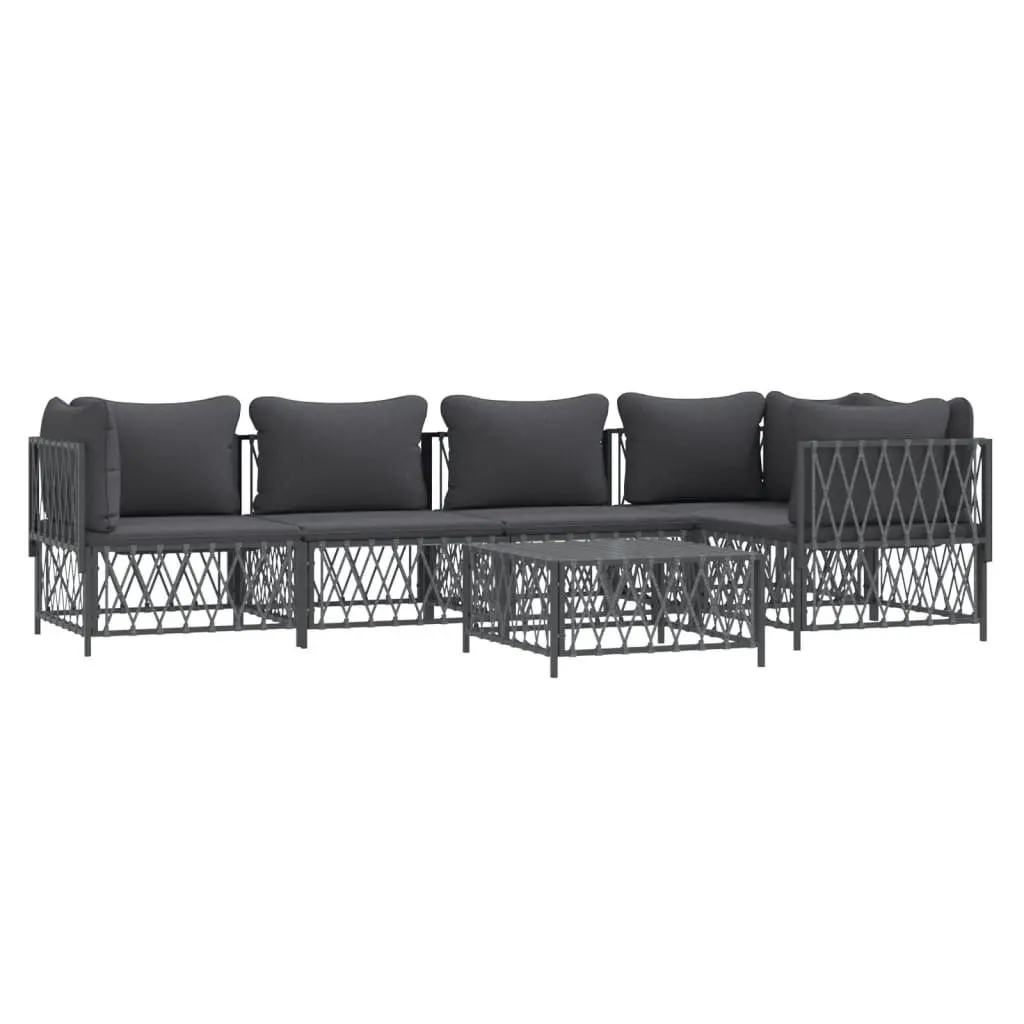 Garden Lounge Set 6 Piece Outdoor Furniture Modular Sofa Anthracite Steel Frame