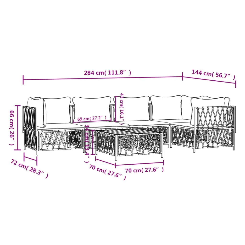 Garden Lounge Set 6 Piece Outdoor Furniture Modular Sofa Anthracite Steel Frame