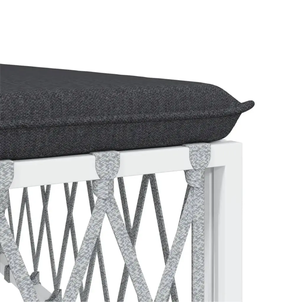 Garden Lounge Set White 6 Piece Modular Outdoor Furniture Steel Frame Cushions