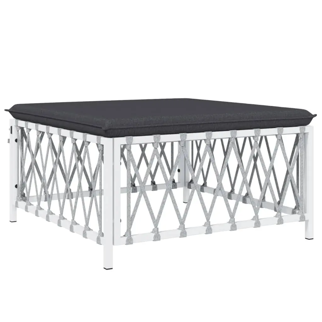Garden Lounge Set White 5 Piece Outdoor Furniture Sofa Cushioned Steel Frame
