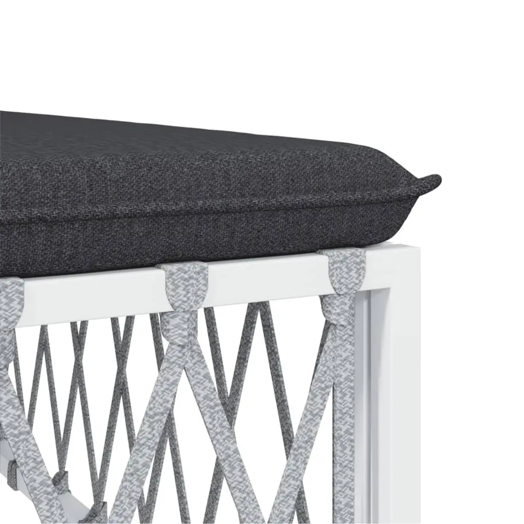 Garden Lounge Set White 5 Piece Outdoor Furniture Sofa Cushioned Steel Frame