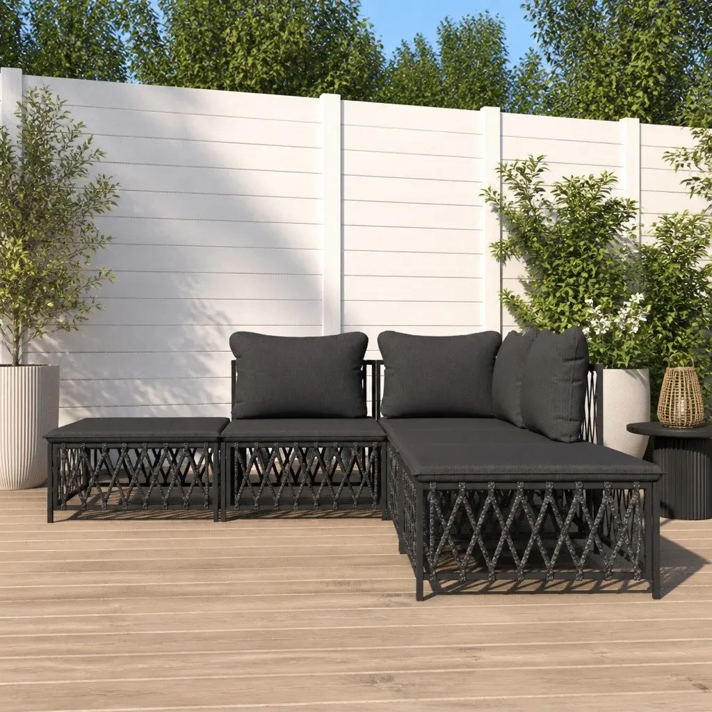 Garden Lounge Set 5 Piece Outdoor Furniture with Cushions Anthracite Steel Frame