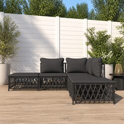 Garden Lounge Set 5 Piece Outdoor Furniture with Cushions Anthracite Steel Frame