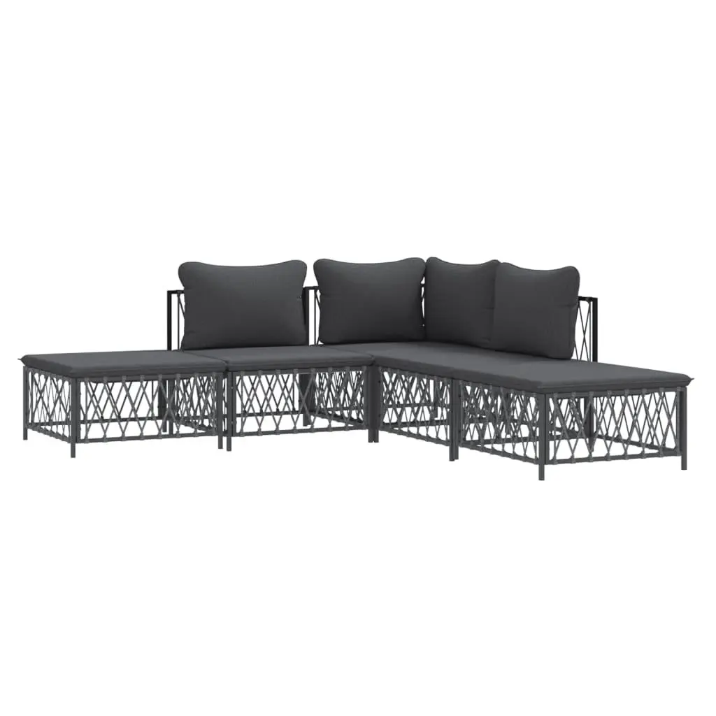 Garden Lounge Set 5 Piece Outdoor Furniture with Cushions Anthracite Steel Frame