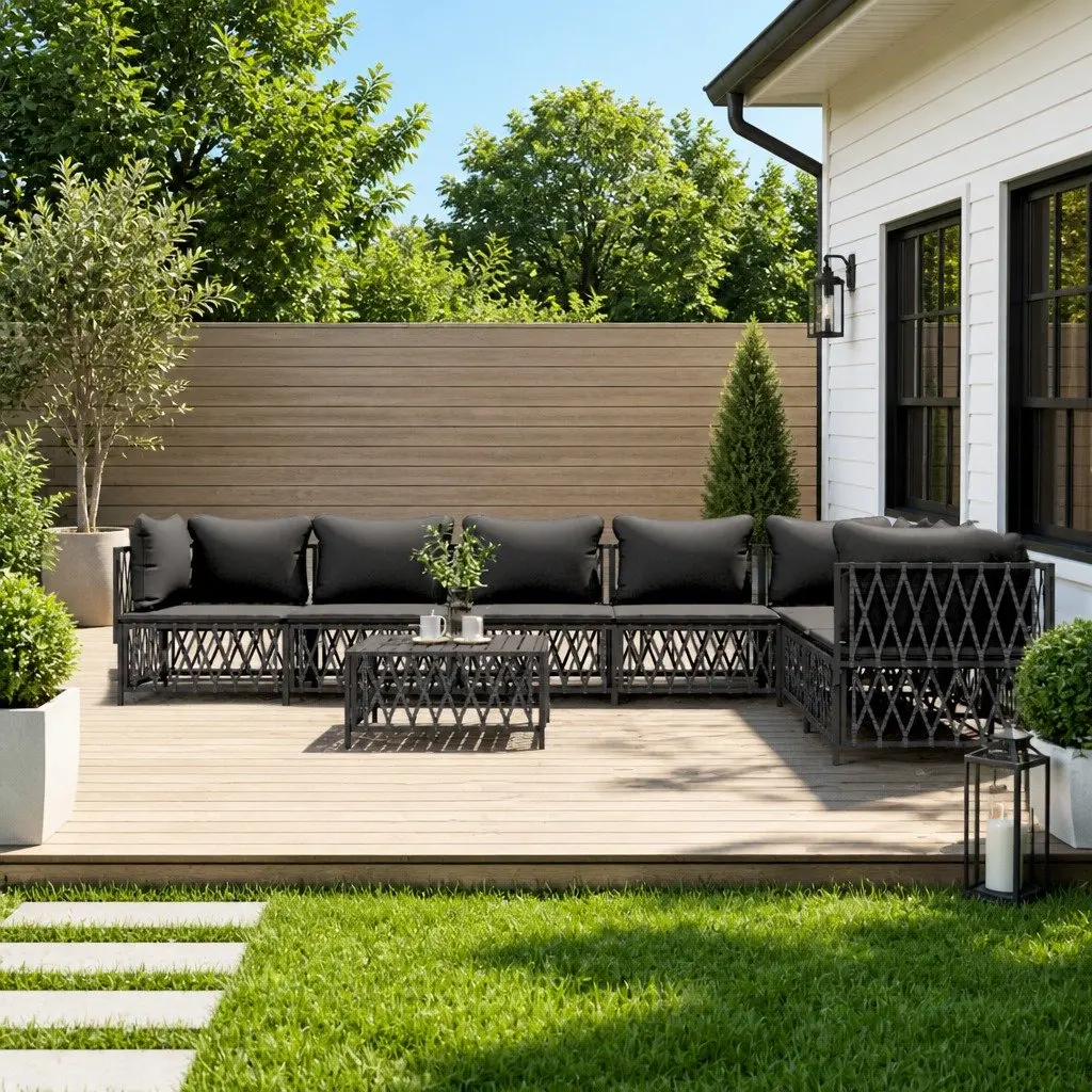 Garden Lounge Set 8 Piece Outdoor Furniture Modular Sofa with Cushions