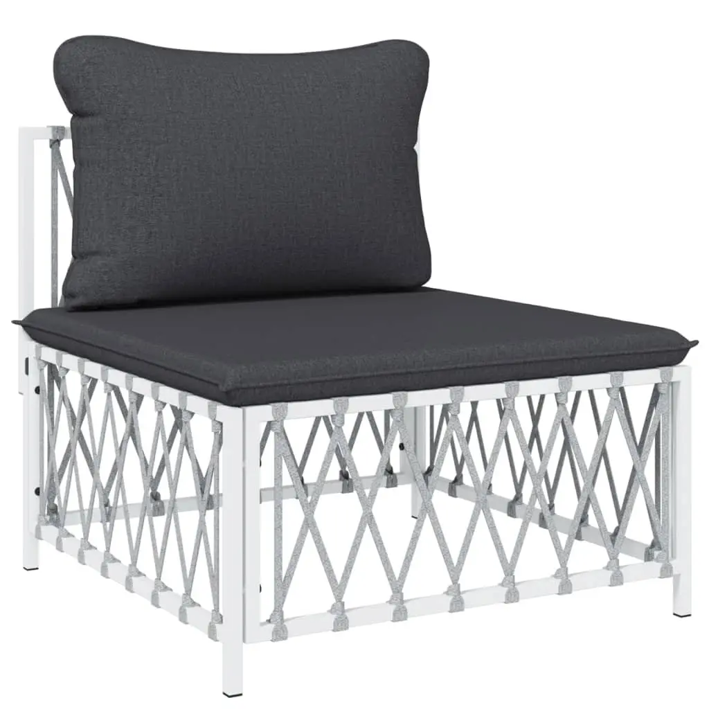 6 Piece Garden Lounge Set Modular Outdoor Furniture White Steel Frame Cushions