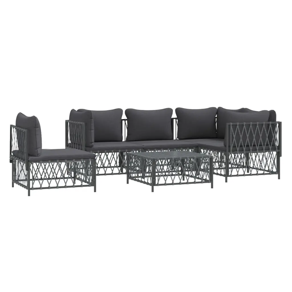 Garden Lounge Set 6 Piece Outdoor Furniture Anthracite Modular Sofa Cushions
