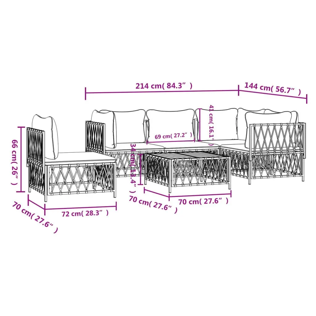 Garden Lounge Set 6 Piece Outdoor Furniture Anthracite Modular Sofa Cushions