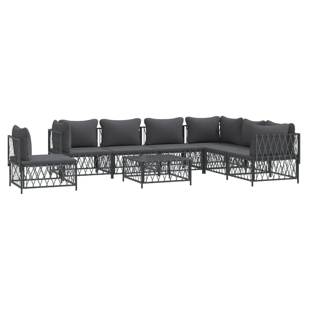 Garden Lounge Set 8 Piece Outdoor Furniture Anthracite Modular Sofa Cushions