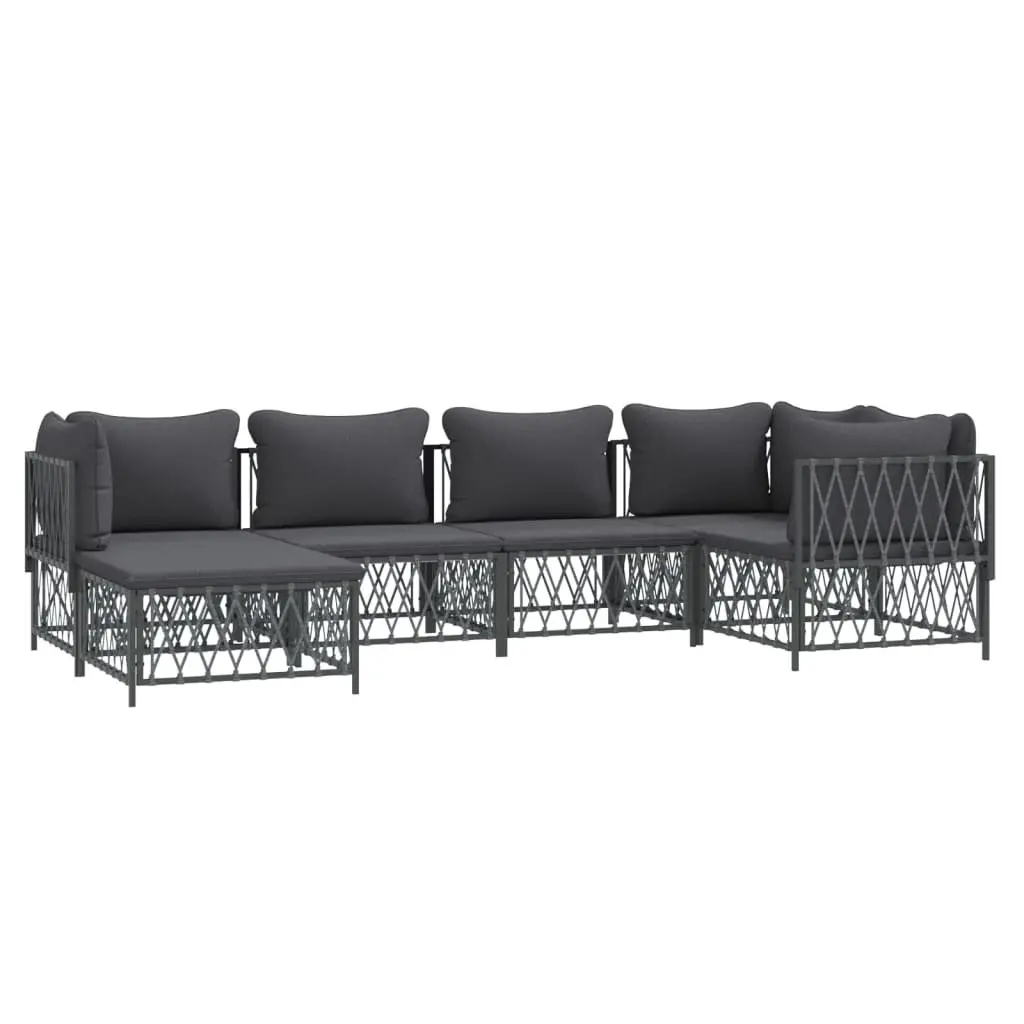 Garden Lounge Set 6 Piece Outdoor Furniture with Cushions Anthracite Steel Frame
