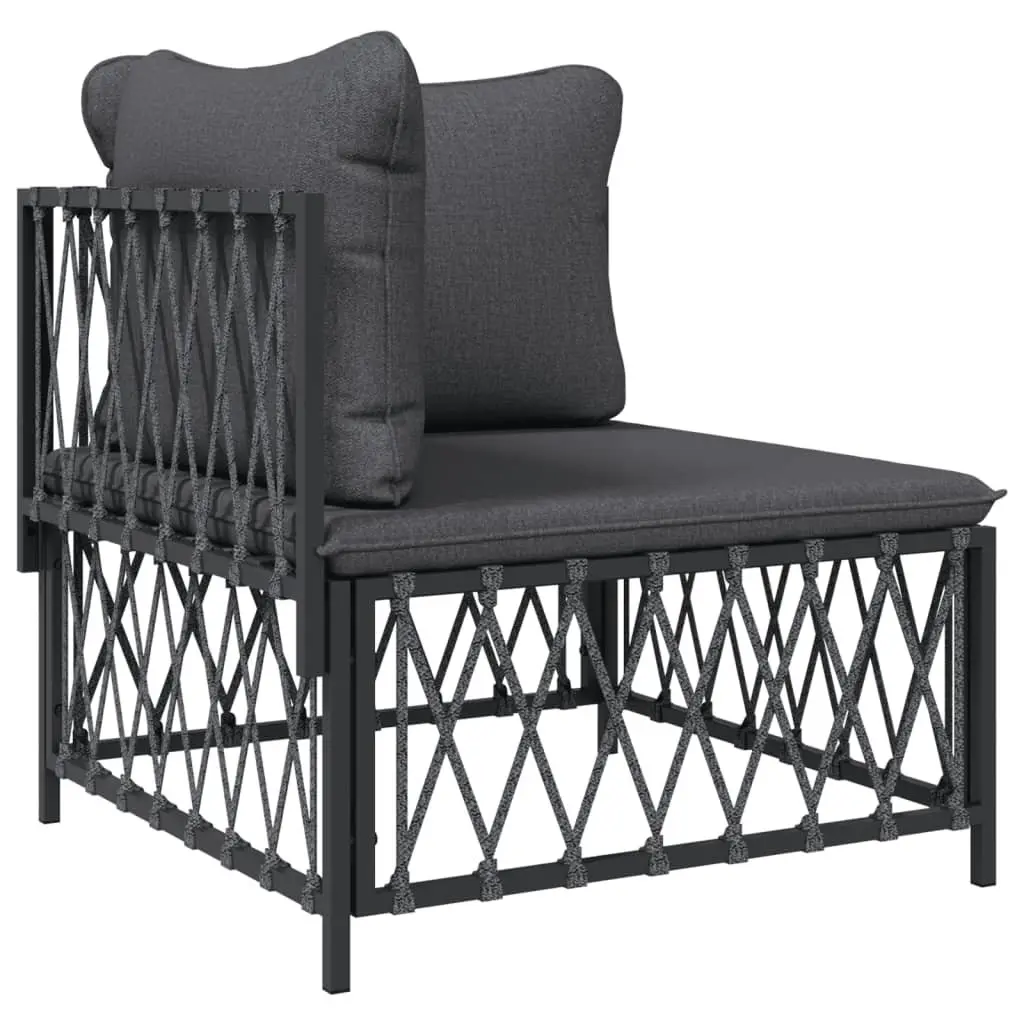 7 Piece Garden Lounge Set Outdoor Sofa with Cushions Anthracite Steel Frame