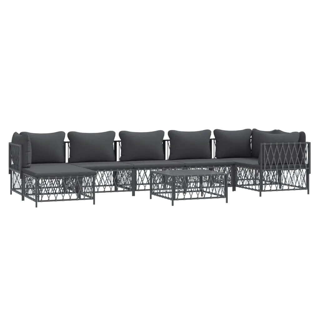 Garden Lounge Set 8 Piece Outdoor Furniture Modular Sofa Anthracite Steel Frame