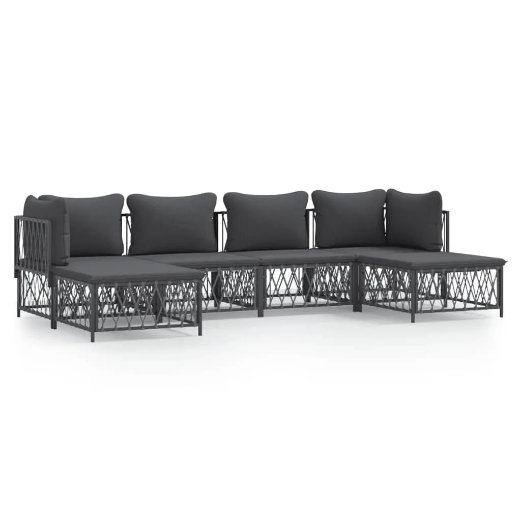 Garden Lounge Set 6 Piece Outdoor Furniture Anthracite Steel Frame Cushions