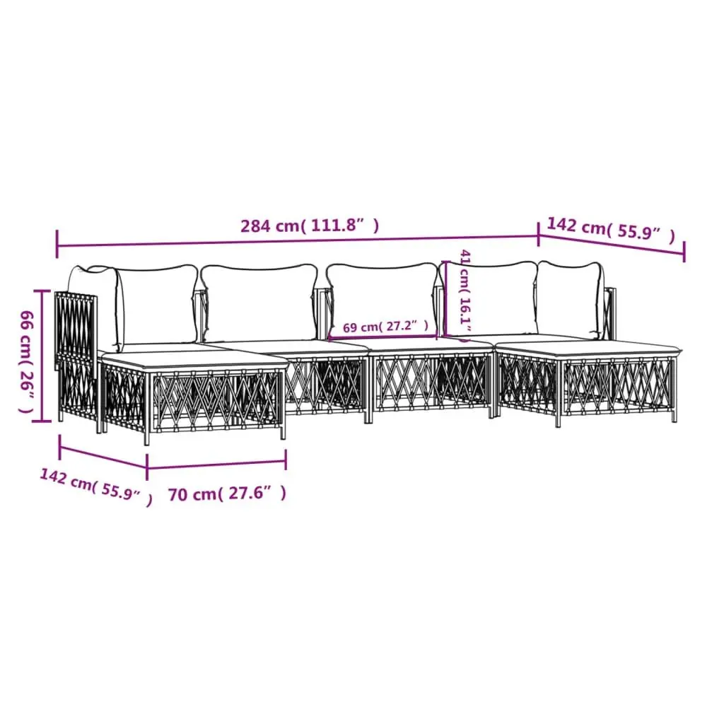 Garden Lounge Set 6 Piece Outdoor Furniture Anthracite Steel Frame Cushions