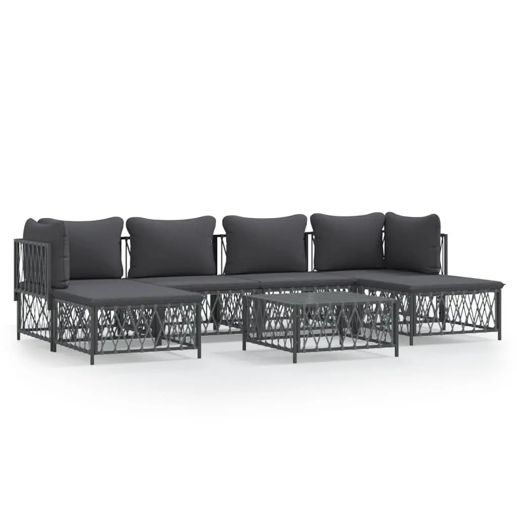 Garden Lounge Set 7 Piece Outdoor Furniture Modular Sofa Cushions Anthracite