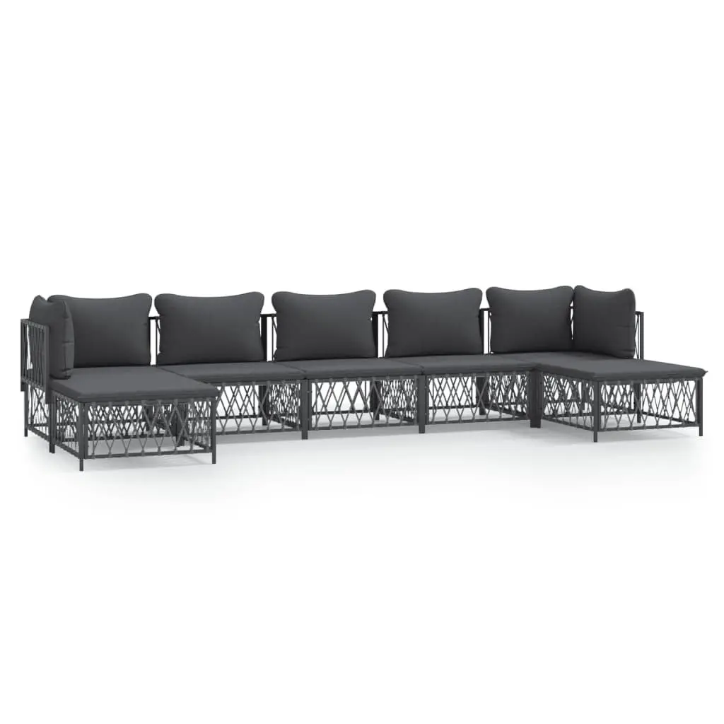 Garden Lounge Set Anthracite 7 Piece Modular Sofa Durable Construction Flexible Configurations