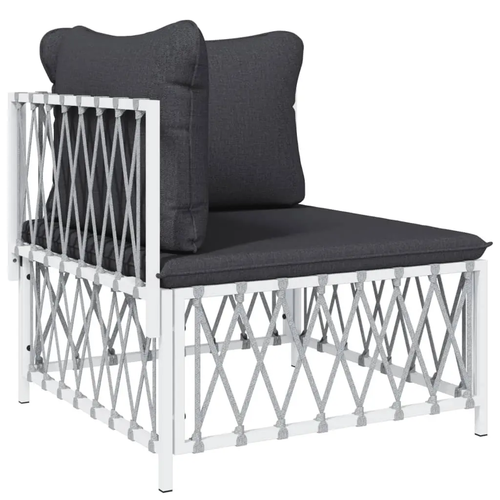 Garden Lounge Set 8 Piece Outdoor Sofa White Woven Fabric Steel Frame Cushions