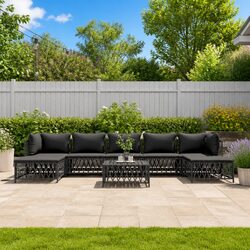 Concise 8-Piece Garden Lounge Set with Cushions - Anthracite