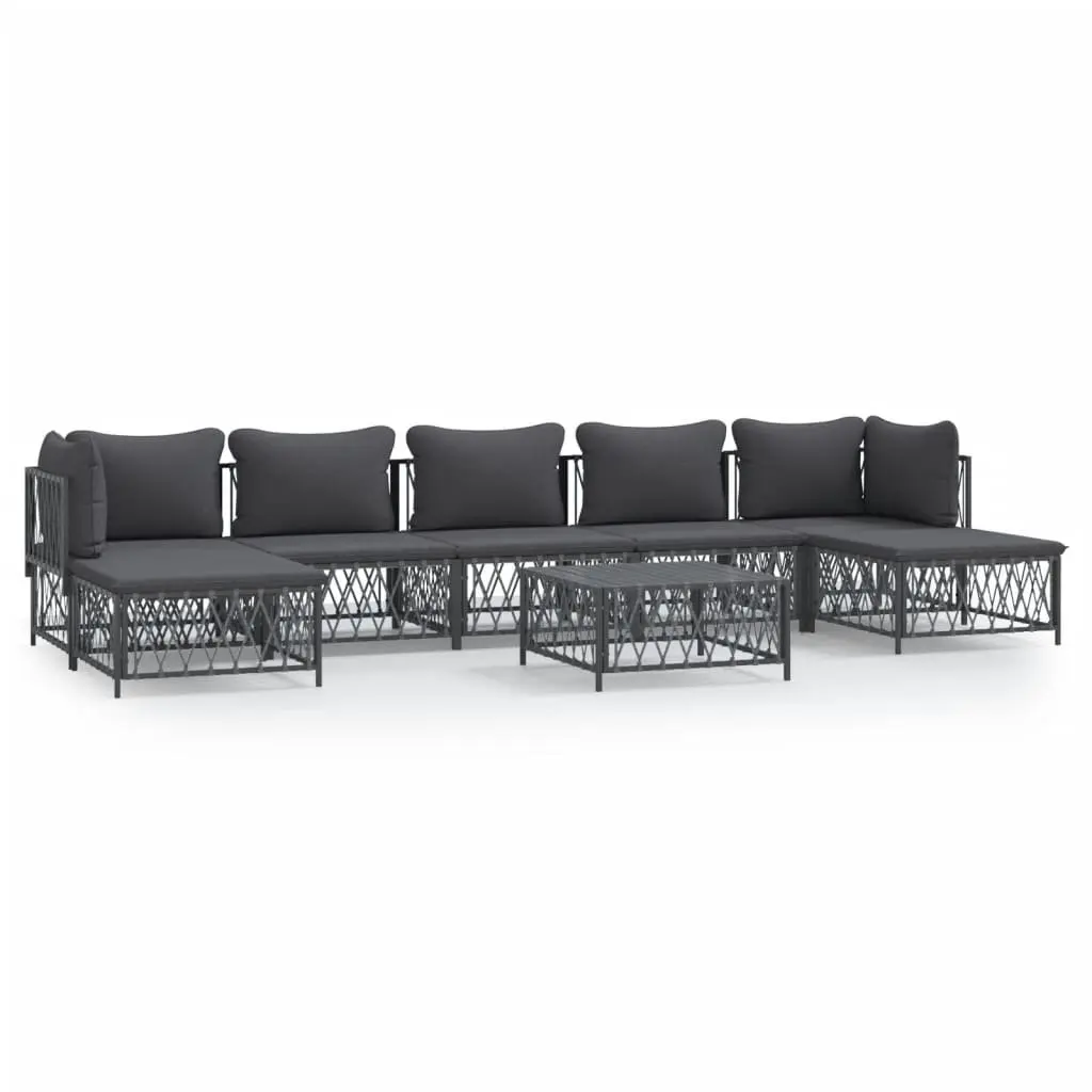 Garden Lounge Set Anthracite 8 Piece Modular Outdoor Furniture with Cushions