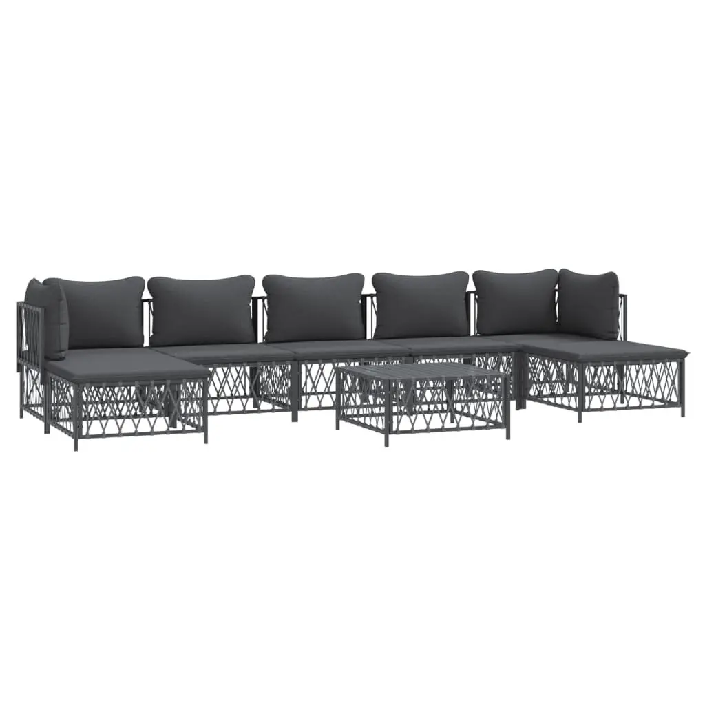 Garden Lounge Set Anthracite 8 Piece Modular Outdoor Furniture with Cushions