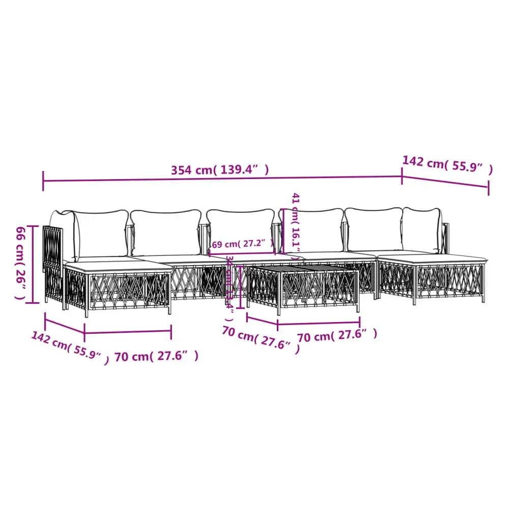 Garden Lounge Set Anthracite 8 Piece Modular Outdoor Furniture with Cushions