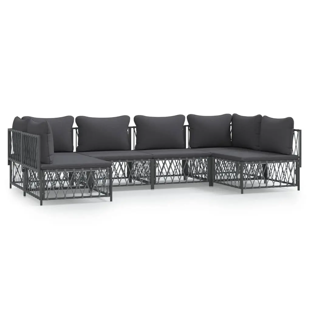 Garden Lounge Set Anthracite 6 Piece Modular Sofa with Cushions