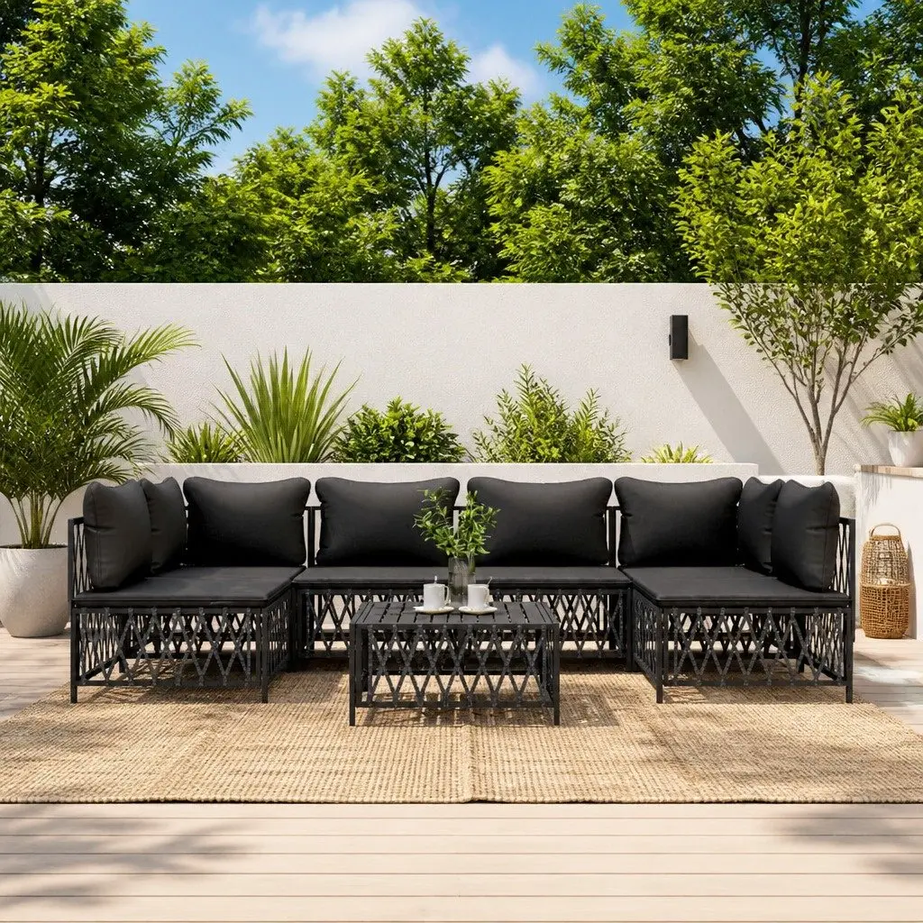 Garden Lounge Set 7 Piece Outdoor Furniture Modular Sofa with Cushions