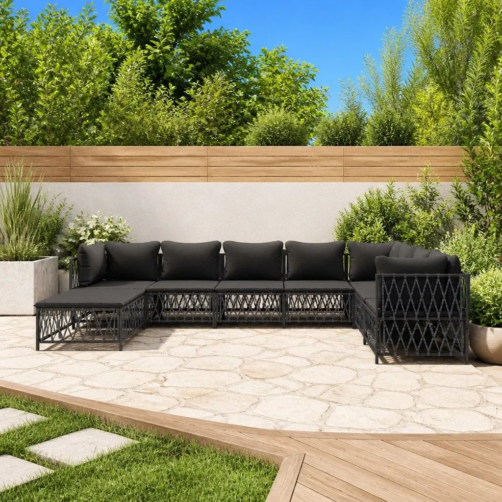 Garden Lounge Set 8 Piece Outdoor Furniture Modular Sofa Anthracite with