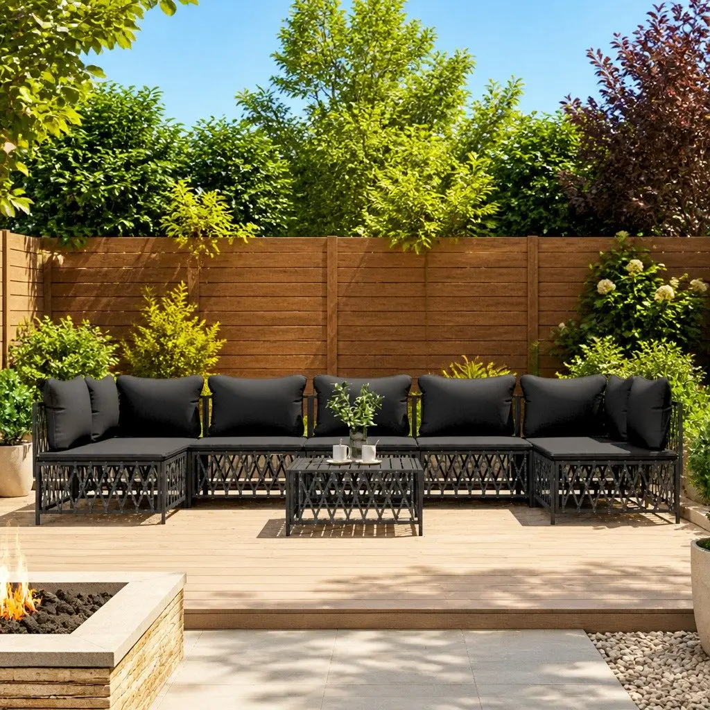 Garden Lounge Set 8 Piece Modular Outdoor Furniture Anthracite Steel Frame