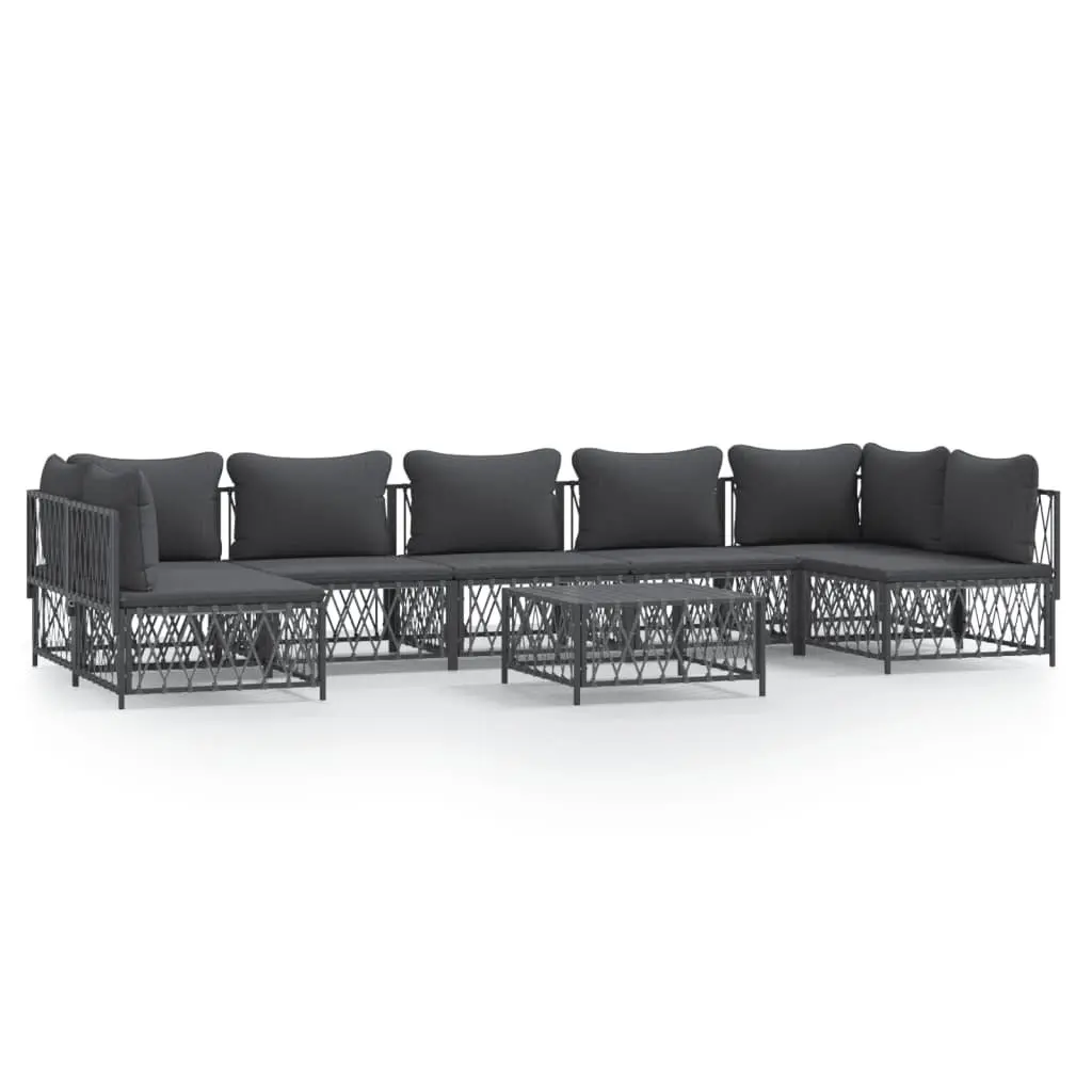 Garden Lounge Set 8 Piece Modular Outdoor Furniture Anthracite Steel Frame