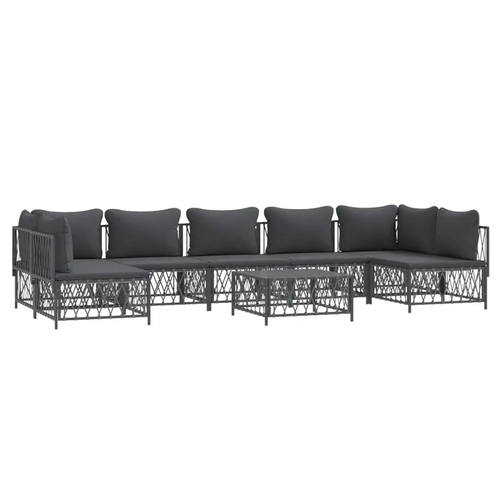 Garden Lounge Set 8 Piece Modular Outdoor Furniture Anthracite Steel Frame