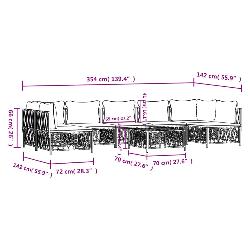 Garden Lounge Set 8 Piece Modular Outdoor Furniture Anthracite Steel Frame
