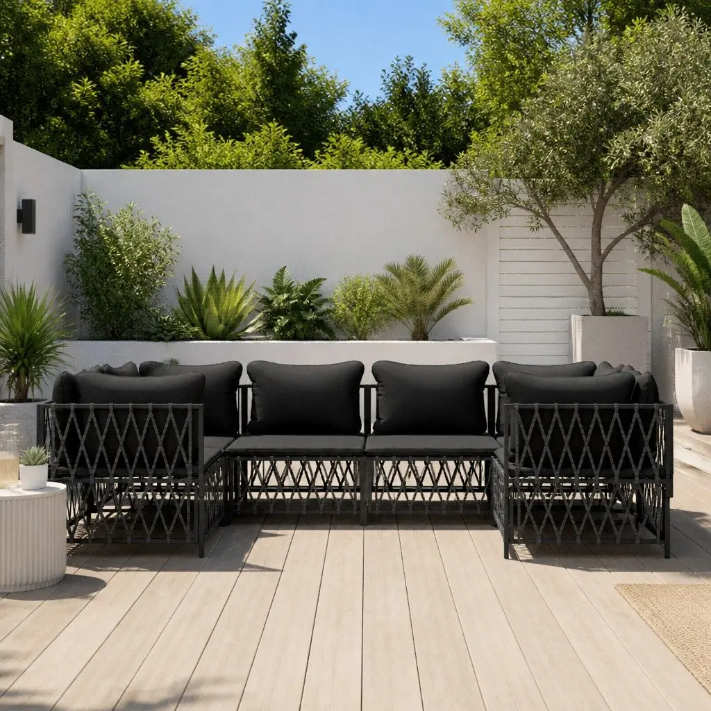 Garden Lounge Set Anthracite 6 Piece Modular Sofa with Cushions