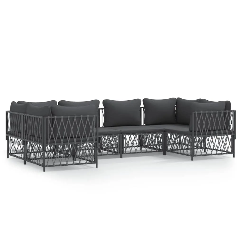 Garden Lounge Set Anthracite 6 Piece Modular Sofa with Cushions