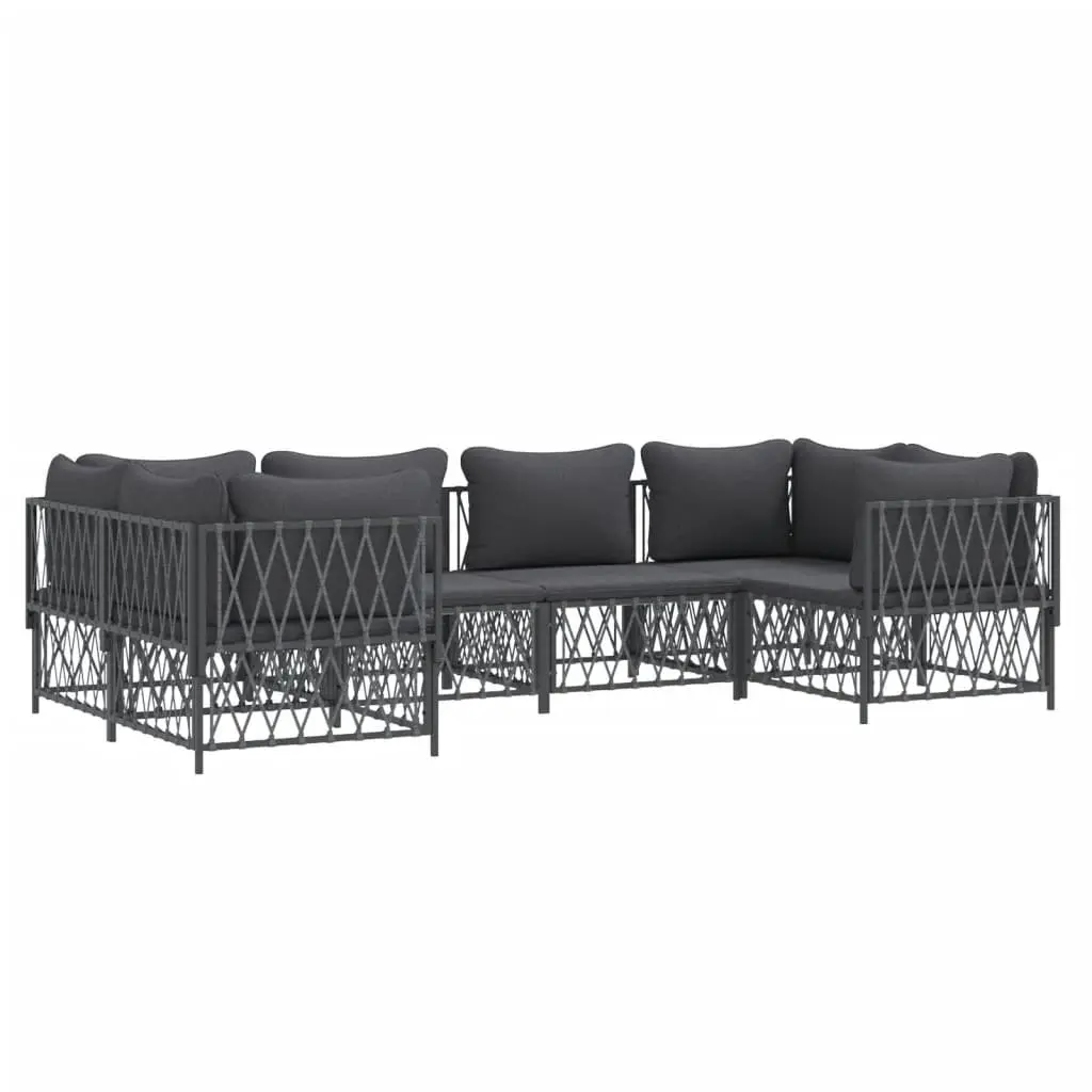 Garden Lounge Set Anthracite 6 Piece Modular Sofa with Cushions