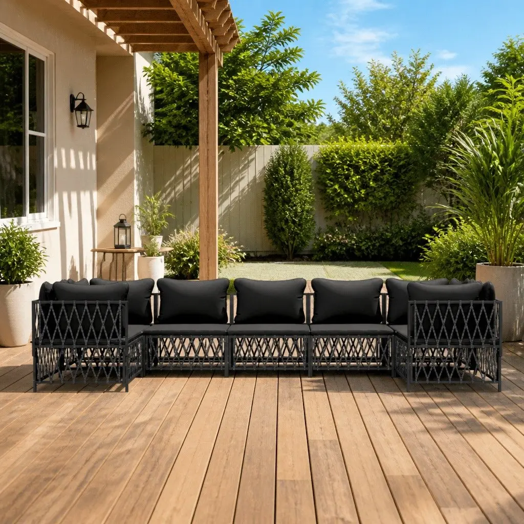 Garden Lounge Set Anthracite 7 Piece Modular Sofa with Cushions