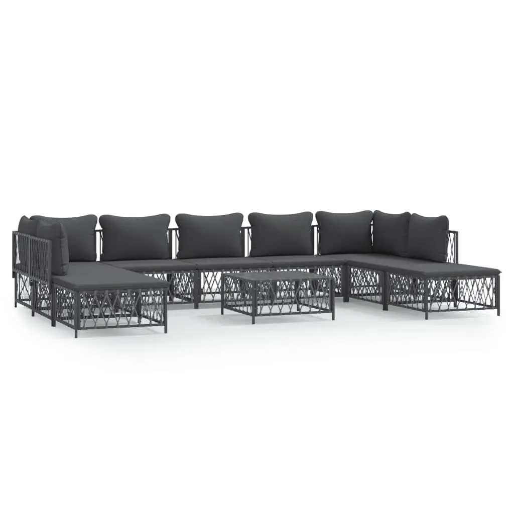 Garden Lounge Set 10 Piece Outdoor Furniture Modular Sofa Anthracite with