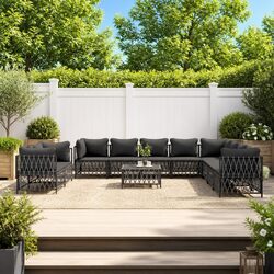 Compact 11 Piece Outdoor Lounge Set with Anthracite Cushions