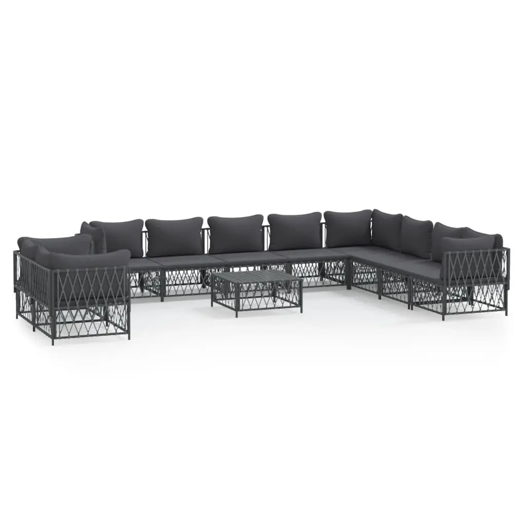 Garden Lounge Set Anthracite 11 Piece Modular Sofa Outdoor Furniture